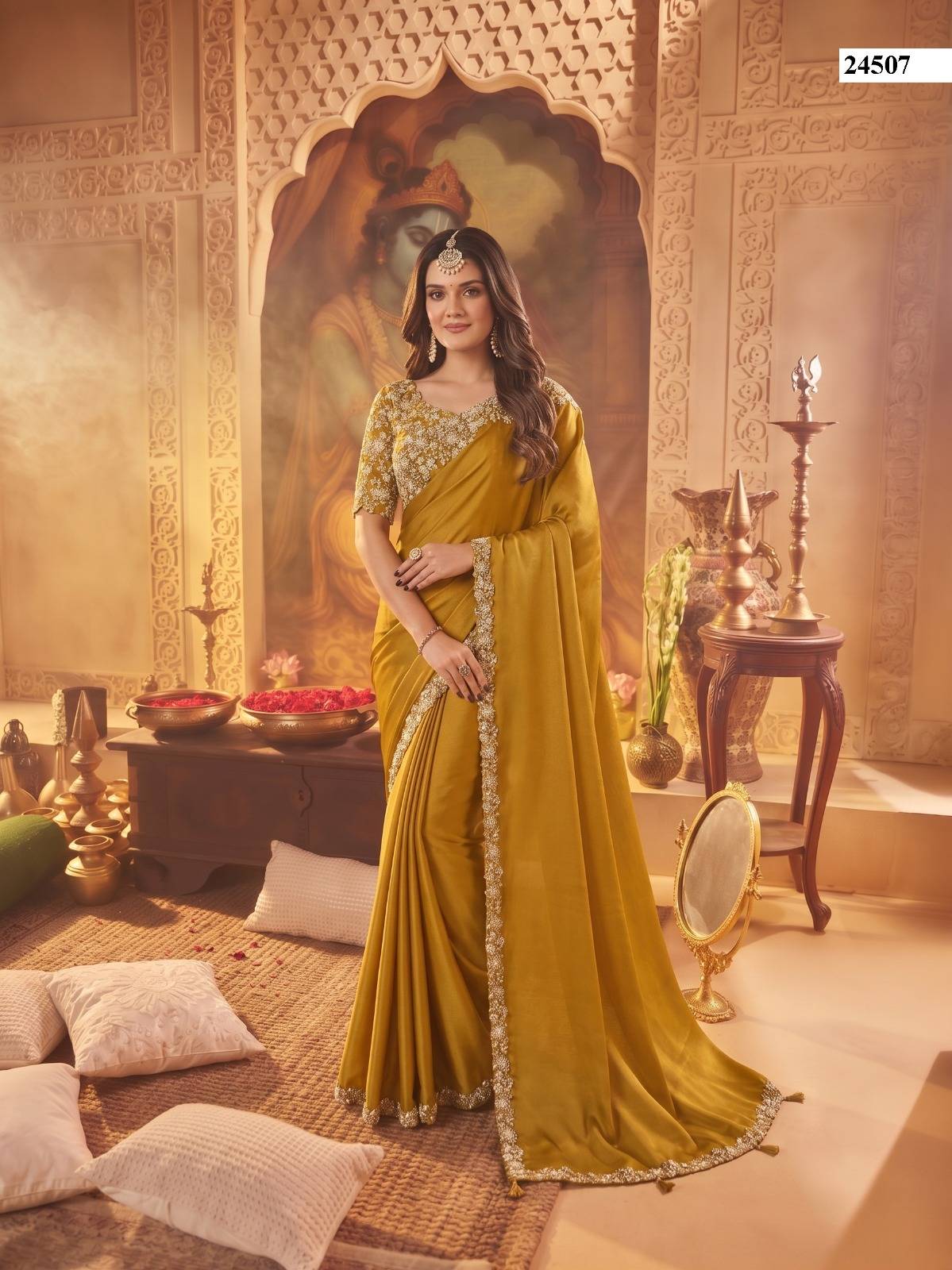MOHMANTHAN 24500 STARDUST by MAHOTSAV  24507 to 24522 series  Colorful casual and party Wear satin silk sarees At Wholesale